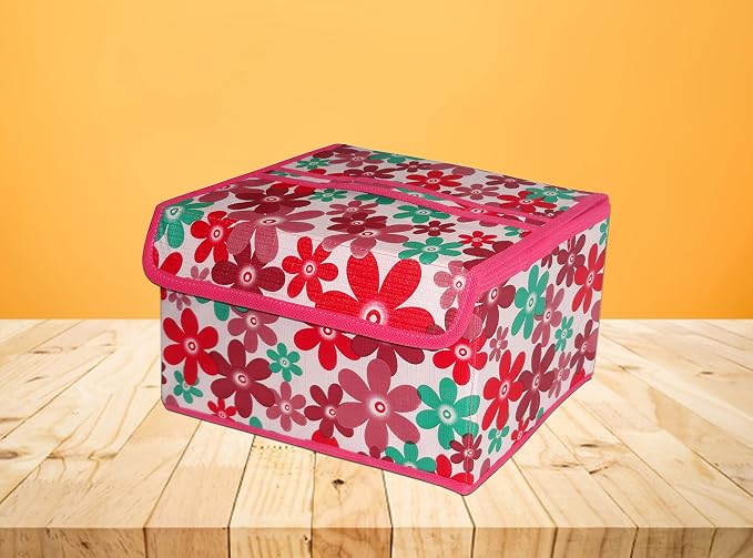 atorakushon Fabric Foldable Storage Travel Closet Cabinet Organizer Storage Boxes for Storing Socks Bra Handkerchiefs for Universal Fit Pack of 1 Pink