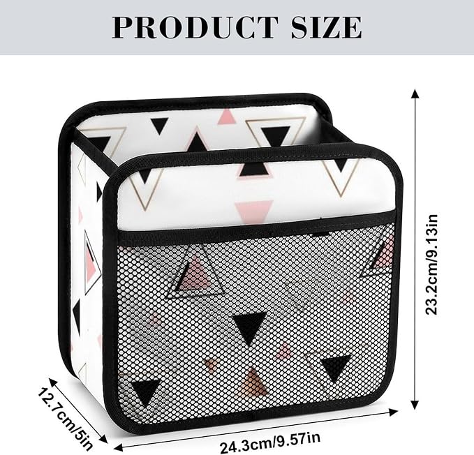 Car Seat Back Organizer Pu Leather Vehicle Backseat Storage Box, Geometric | Triangles Rose Gold White, Auto Hanging Pouch with Adjustable Strap PU Leather Trash Bags Travel Accessories