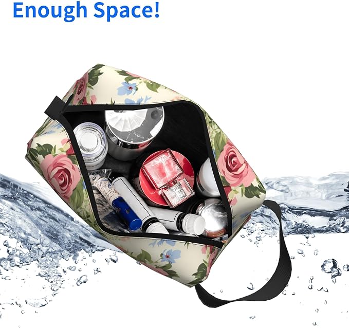 Vintage Rose Flower Makeup Bag - Durable 600D Oxford Fabric Travel Cosmetic Bag, Shockproof Foam Padded Toiletry Organizer for Gym & Daily Use 10x6.2x4.9 Inch