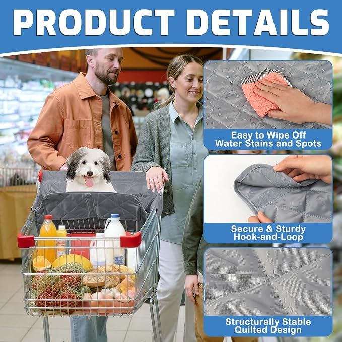 Portable Shopping Cart Cover for Dogs with Carry Bag | Pet Grocery Cart Seat Cover, Comfortable and Easy to Clean for Everyday Use