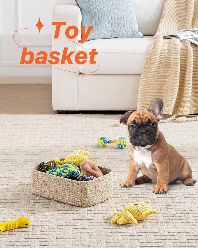 KALLAX Small Woven Storage Basket for Organizing, 12 x 8 x 4.5 inch, 3 Pack | Shelf baskets for closet organization, toy storage and home decor, Perfect as empty gift baskets for holidays, Mixed Brown