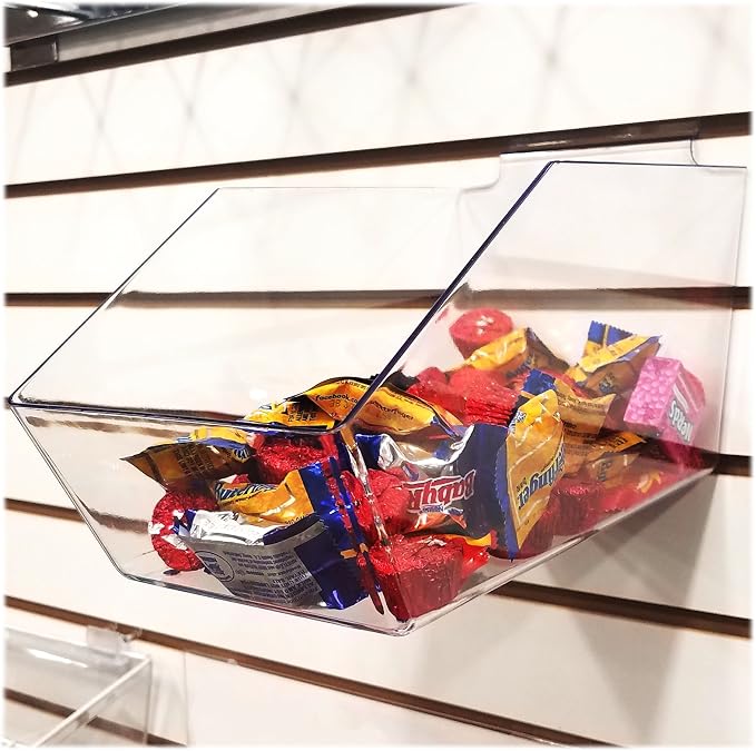 Clear Slatwall Bins Large Bin 6" L x 5.5" H x 11.5" D - 10 Pack