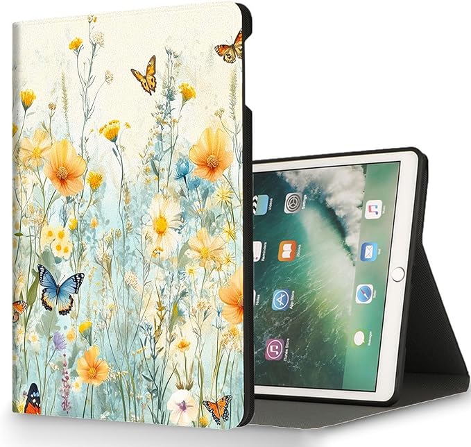 for Microsoft Surface Pro X/Pro X Plus-13 2019/2020/2021/2024 Tablet Case,Auto Wake/Sleep,Adjustable Stand Protective Cover - Flower Butterfly