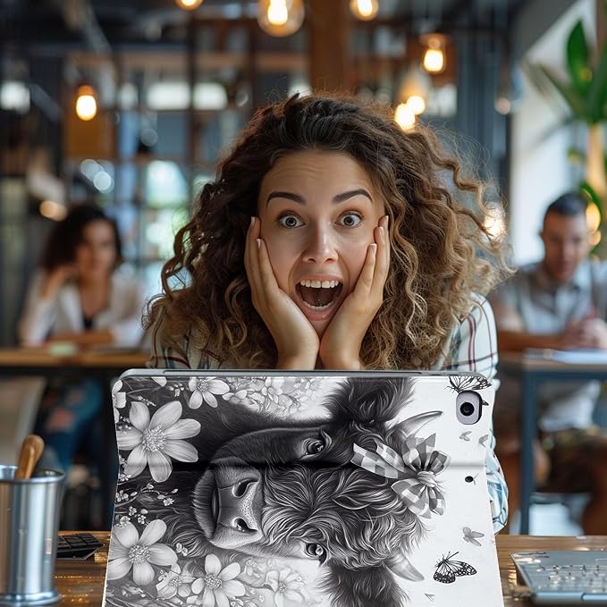 for Microsoft Surface Pro X/Pro X Plus-13 2019/2020/2021/2024 Tablet Case,Auto Wake/Sleep,Adjustable Stand Protective Cover - Cute Cartoon Cow