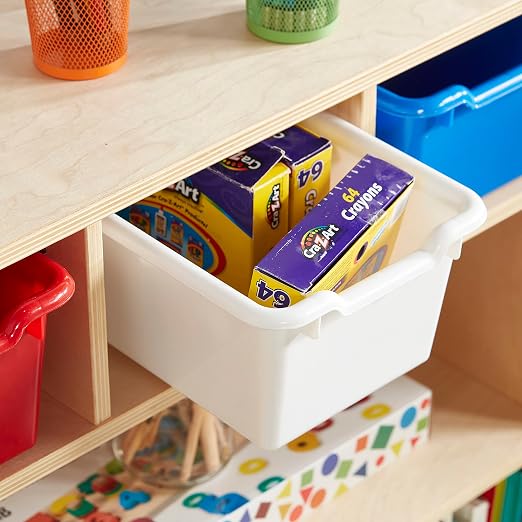 ECR4Kids Scoop Front Storage Bins, Multipurpose Organization, Assorted, 10-Piece | Durable plastic, GREENGUARD Gold Certified, 1.2 gallon capacity, lightweight & nestable, built-in handle, classroom/home use