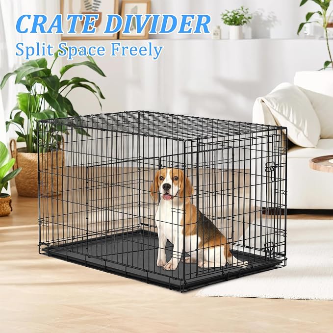 4PCS Dog Crate Divider Panel with Ties 13.7 x 13.7 Inch Adjustable Metal Pet Kennel Divider Adjustable Width up to 27''(Dog Crate NOT Included)