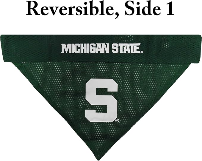Pets First Collegiate Pet Accessories, Reversible Bandana, Michigan State Spartans, Large/X-Large