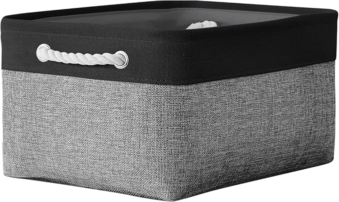 Storage Basket for Organizing- 16x12x8 inch 1 Pack Fabric Storage Cubes, Bins for Organization for Shelves Organizer Gift Laundry Cloth Toy (Grey & Black)