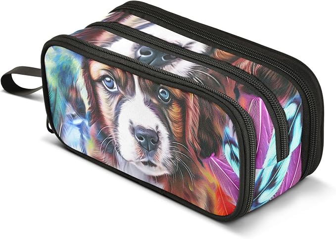 Colorful Cute Puppy Pet Pencil Pouch Zipper Pencils Case Cute Pen Pouch for Girls Fun Art Pencils Storage Bags Adults Kids Back to School Organizer