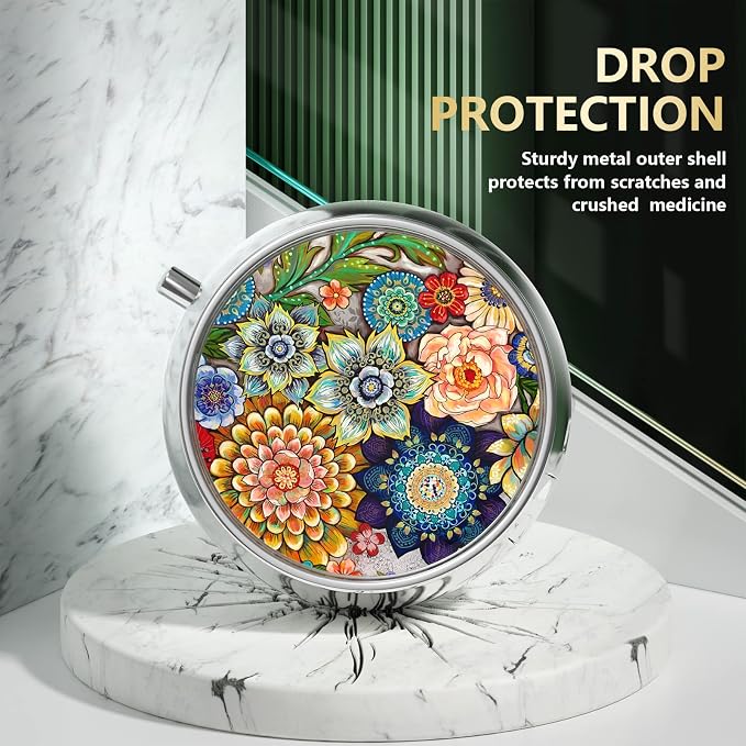 Pill Box, Small Pill Case for Purse & Pocket, Travel Medicine Organizer | Cute Travel Medicine Organizer, Portable Medicine Container Holder to Hold Vitamins, Medication, Fish Oil & Supplement