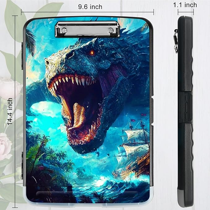 Ocean Dragon A4 Clipboard with Storage Pen Holder, Clipboards Organizer Nursing Clipboard Foldable File Folder Plastic Clipboard Folio Clip Board for Office Students Classroom Doctor