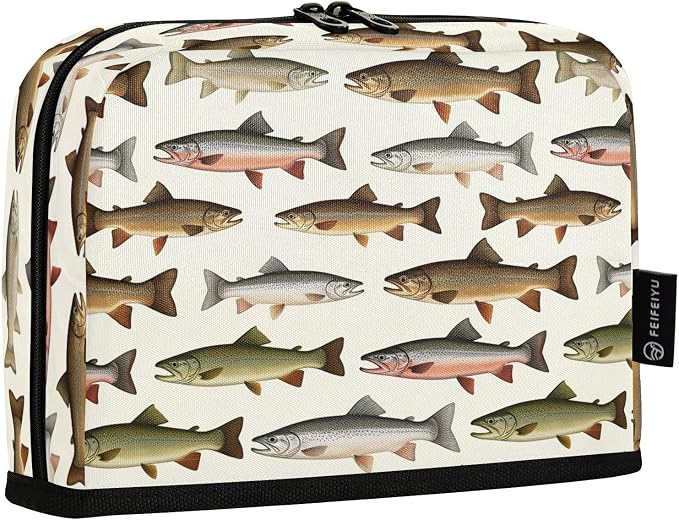 Aslsiy Large Capacity Pencil Case Retro Fish (2) Pencil Pouch for Boys Girls Portable Pen Bag Organizer Standing Makeup Bag for School Office Supplies