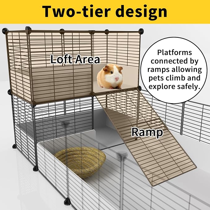 Oneluck Guinea Pig Cage,Indoor Habitat Cage with Waterproof Plastic Bottom,Playpen for Small Pet Bunny, Turtle, Hamste, Loft and Partition