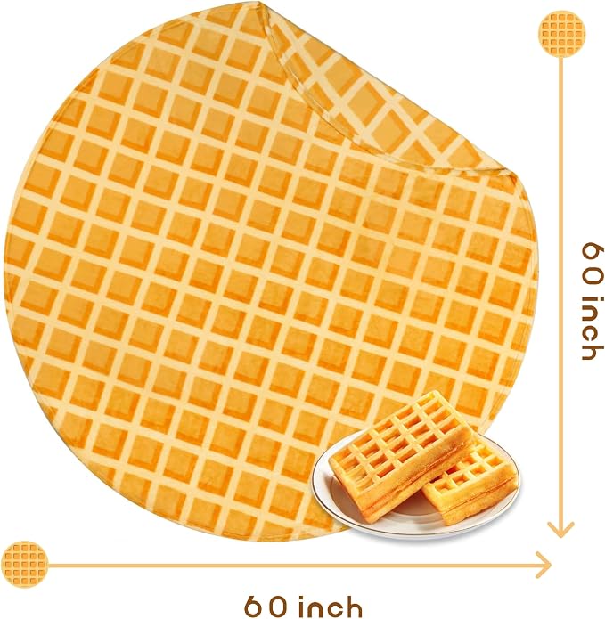 Bnuitland Waffle Funny Blanket, 300 GSM Double Sided Giant Novelty Realistic Food Blanket for Adults and Kids, Super Soft Flannel Throw