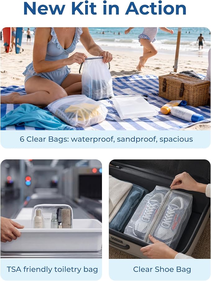 Bagsmart Compression Packing Cubes, Travel Bag Cruise Ship Essentials | Lightweight, Compressible Suitcase Organizer Set fit Standard Carry-On & Checked Luggage, 6 Set, 14 Set Washable Packing Bags