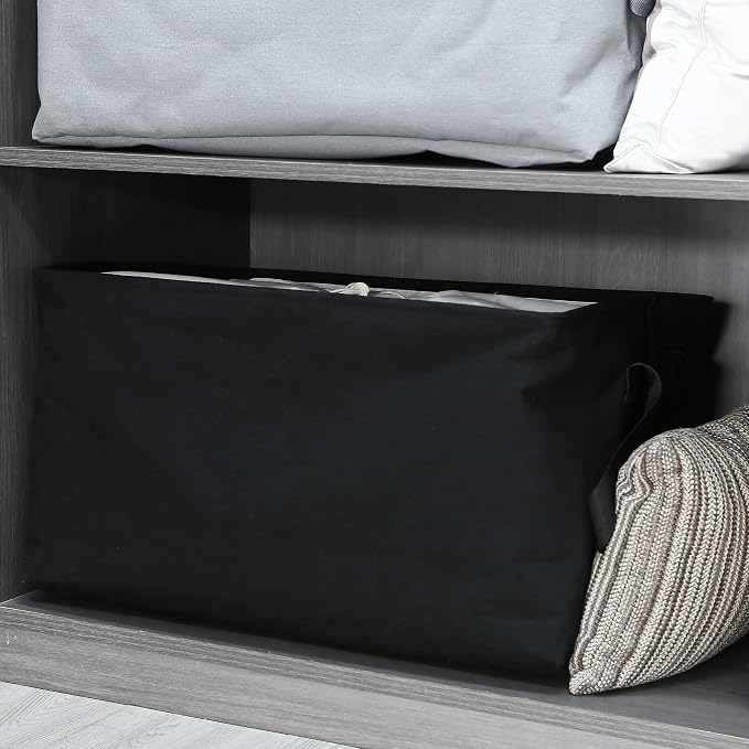 Hinwo 102L XXL Canvas Storage Bin with Lid and Handles, 4-Pack | Collapsible Fabric Baskets, Closet Shelf Organizers, Containers for Clothing, Blankets, Toys, Bedding (Black)