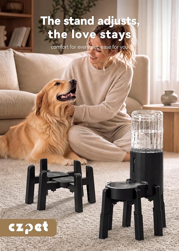 CZPET Dog Water Dispenser Stand Extra Large Holder [Stand Only] | Suitable for Pet Automatic Feeders, Size and Height Adjustable, Elevated Stand for Pet Feerders of Large Dogs