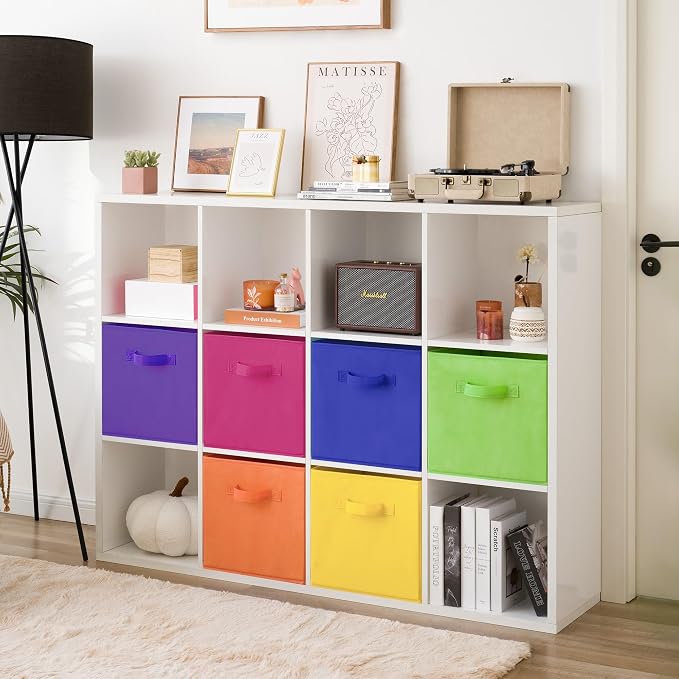 GRANNY SAYS 13x13 Storage Cubes, Cube Storage Organizers, Rainbow, 6-Pack | Collapsible Storage Boxes with Thickened Base Plate, Sturdy Handles, Decorative Baskets for Shelves, Closet