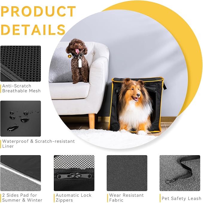A 4 Pet 26-in Collapsible Soft Dog Crate for Car Travel | Cushion pad included, easy setup, portable, soft-sided mesh ventilation