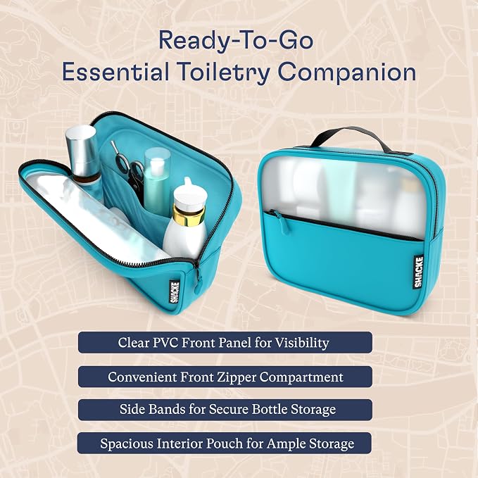 Shacke 8 Set Packing Cubes for Travel, Shoe & Toiletry Bags (Aqua Teal) | Complete Suitcase Organizer Bags Set: 4 Luggage Packing Cubes + Laundry, Shoe, Toiletry & Accessories Bags for Any Trip