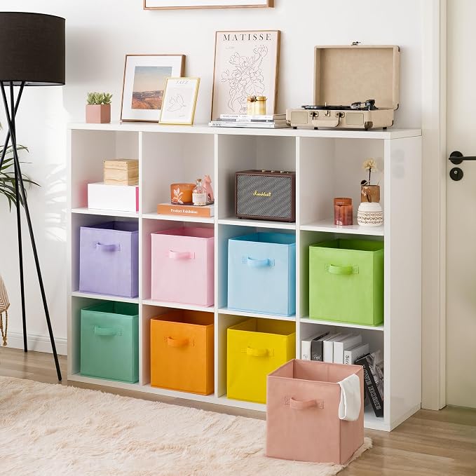 GRANNY SAYS 11 Inch Cube Storage Bins, Cube Organizer, Pastel Color, 8-Pack | Collapsible Storage Boxes with Thickened Base Plate, Sturdy Handles, Decorative Baskets for Shelves, Closet
