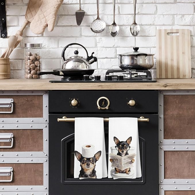 Dachshund Gifts Bathroom Towels Set of 2, Weiner Dog Decor, Funny Dachshund Hand Towel for Bathroom, Weiner Dog Gifts for Women
