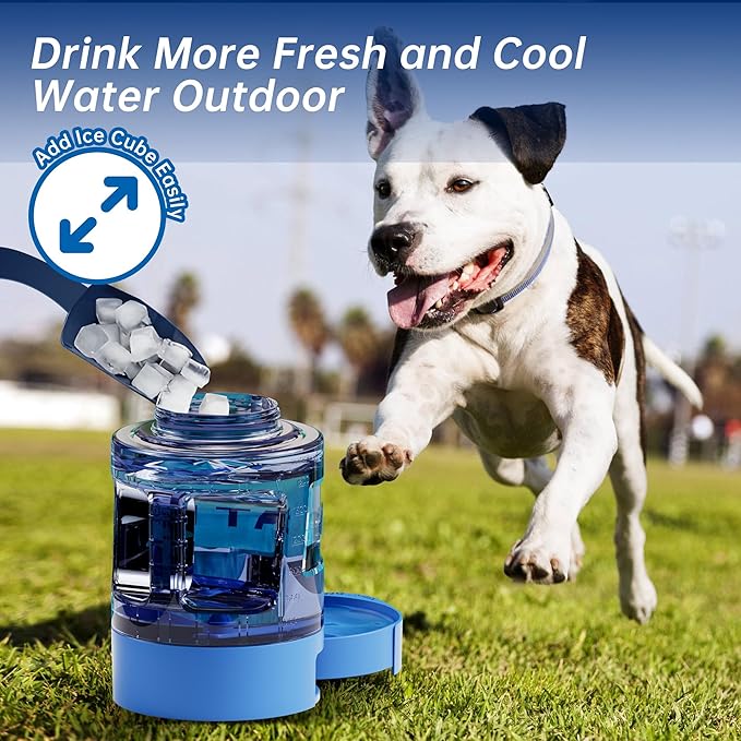 77oz Dog Water Dispenser, 2.2L Large Portable Dog Water Bottle with Pull-Out Drinking Bowl, BPA Free Leak-Proof Pet Travel Water Container for Camping, Hiking, Beach, Car Travel Essentials - Blue