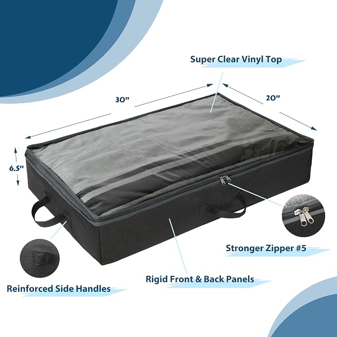 Simple Houseware 2 Pack Under Bed Storage Bin, Black