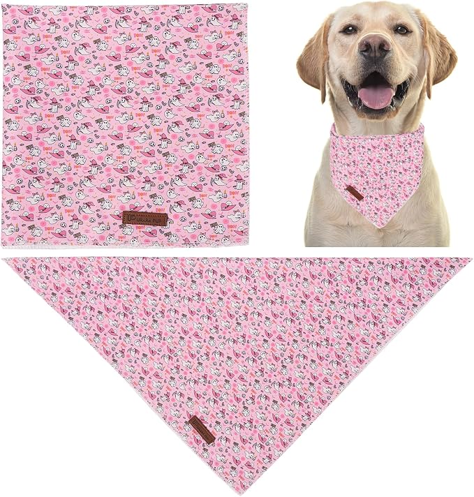 Halloween Dog Collar-Pink Ghost Dog Bandana- Cute Ghost Dog Bandanas Adjustable Dogs Collar for Small Medium Large Dogs