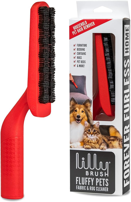 Lilly Brush Fluffy Pet Hair Clean-Up Gentle Bristled Brush for Fur, Lint, Furniture, Fabric & Rug Cleaner For Homes with FLUFFY DOUBLE-COATED LONG-HAIRED PETS ONLY