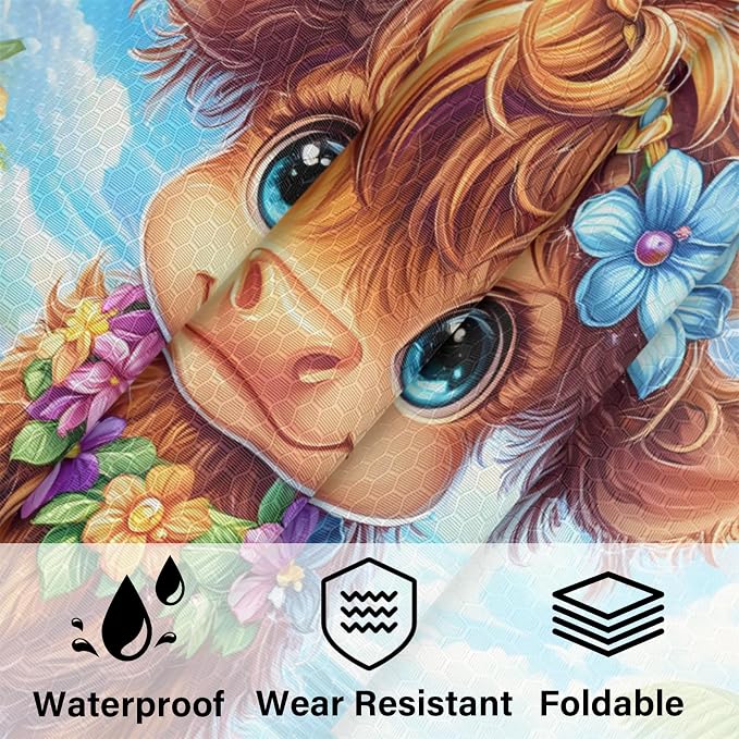 Cute Highland Cow 6 Set Compression Packing Cubes Watercolor Floral Expandable Packing Organizer for Travel Accessories Luggage Suitcase Bag