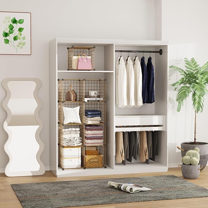 C&AHOME Wire Cube Storage, 9 - Cube Organizer Metal C Grids,Shelves, Brown | Modular Shelves Units, Closet Organizer, Storage Bins Shelving, Ideal for Home, Office, Living Room
