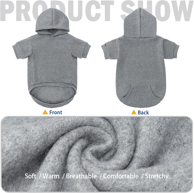 SCENEREAL Dog Hoodie Sweaters for Small Medium Large Size Dogs, Fleece Pet Sweatshirt with Hat and Pocket,Soft Cold Winter All Weather Puppy Clothes for S to XL Sized Dogs,Grey (SM)