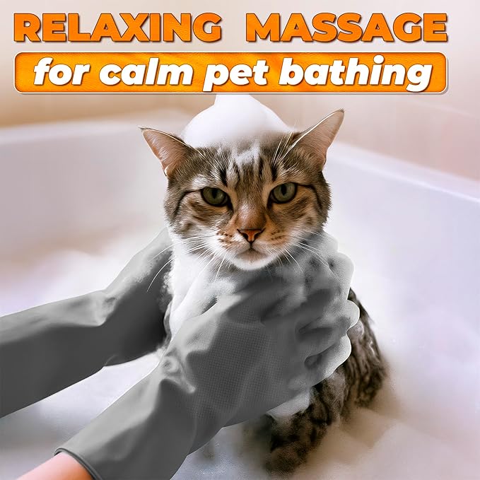 Cat & Dog Shampoo Gloves with 3000 Soft Bristles | 2-in-1 Dog Bath Gloves for Massage, Grooming & Clean Wet or Dry