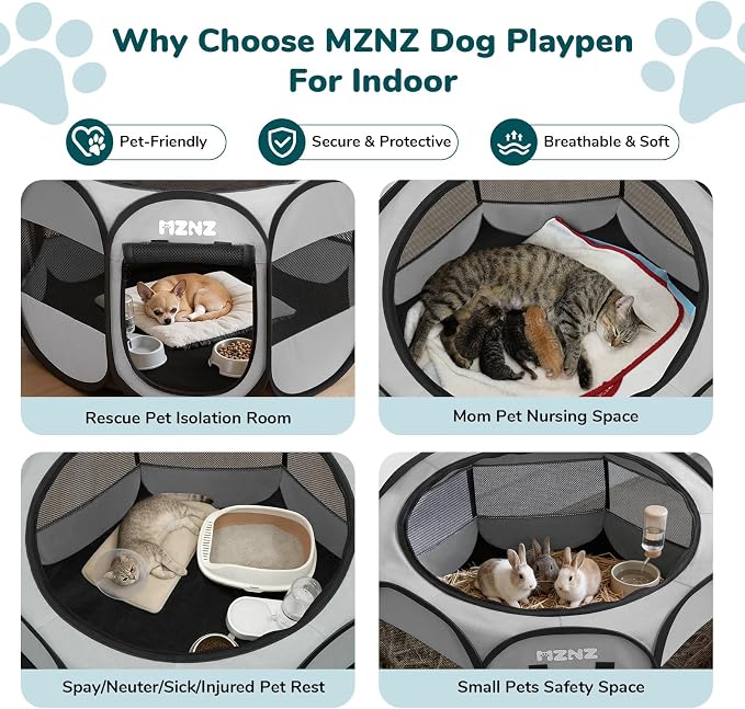 Dog Cat Small Animal Puppy Playpen Crate, Small, Whole Grey | Portable Pop Up Pet Cage Enclosure Tent Kennel Indoor Outdoor with Carrying Case, No Assembly, Camping Use