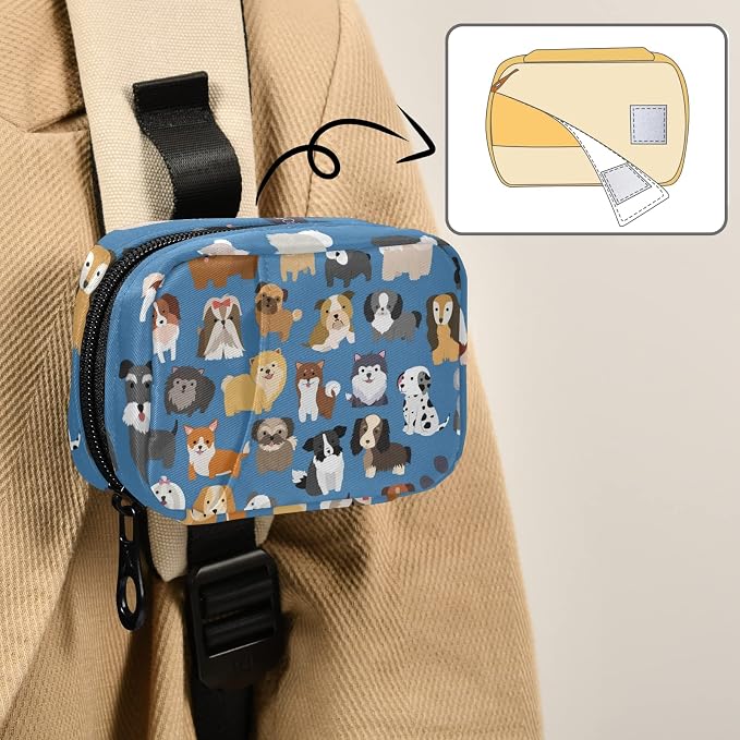 Naanle Cute Puppy Dog 7 Day Pill Case - Travel Organizer Bag With Zipper, Portable Weekly Compact Size for Vitamin Supplement Holder