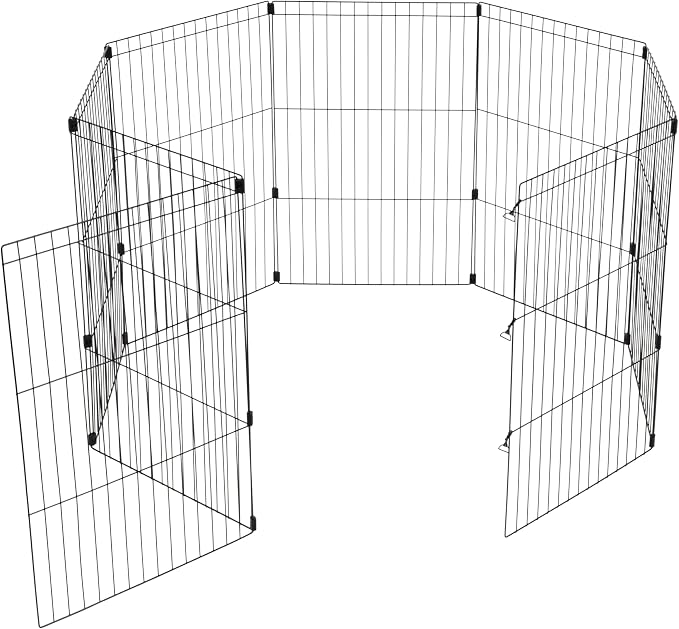 IRIS USA 8-Panel Exercise Pen, Heavy Duty, Black | Indoor Or Outdoor, Foldable Wire Frame, Coated Steel Bars, Durable Wire Design, Folds Flat