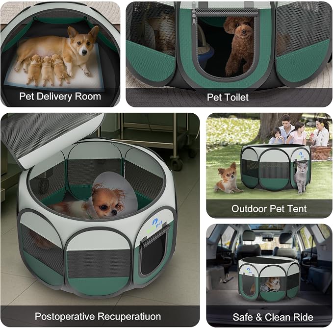 Medium Size: 36×36×23 Inches Dog Playpen with Bowl & Bag, Indoor & Outdoor