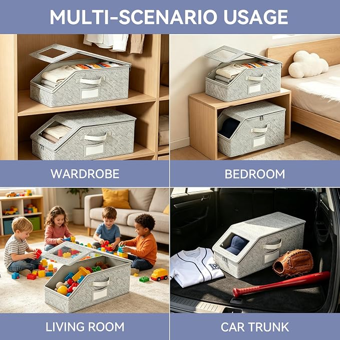 Stackable Hat Storage for Baseball Caps, 2 PCS, Grey | Holds up to 24 Caps, Hat Organizer for Closet, Sturdy Snapback Boxes for Men, With Cardboard