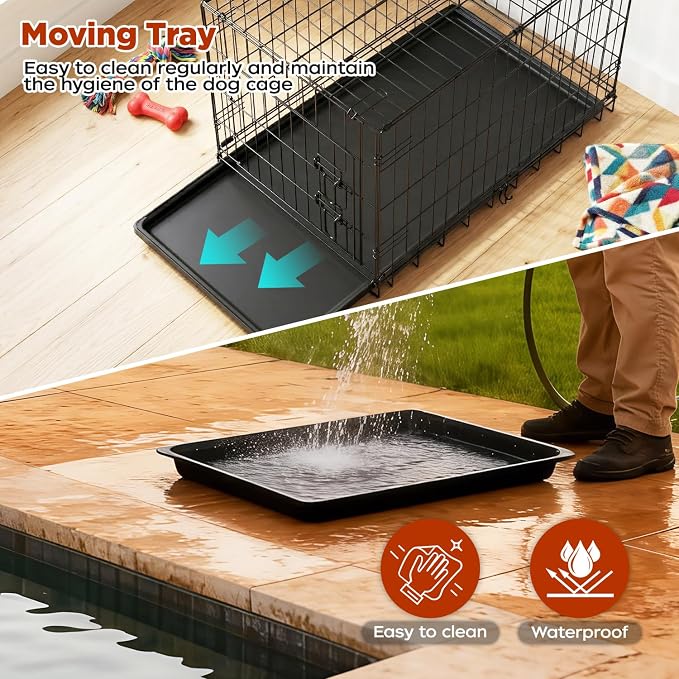 BestPet | Dog Crate | 30" | Black | Foldable Metal Kennel with Single Doors, Secure Slide-Bolt Latches, Leakproof Tray | Portable Dog Cage for Small Breeds | for Travel, Indoor & Outdoor Use
