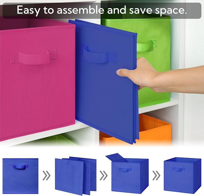 GRANNY SAYS 13x13 Storage Cubes, Cube Storage Organizers, Rainbow, 6-Pack | Collapsible Storage Boxes with Thickened Base Plate, Sturdy Handles, Decorative Baskets for Shelves, Closet