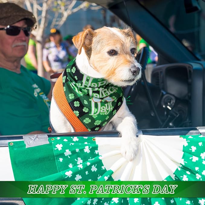 Sanwuta 30 Pieces St. Patrick's Day Dog Bandanas St. Patrick's Day Dog Bibs Holiday Pet Costume Outfit Triangle Scarf Kerchief for Small to Medium Pet