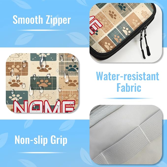 Custom Electronics Organizer Retro Plaid Pet Paw Travel Cable Pouch Large Tech Accessories Case Waterproof Cord Storage Bag for Power Bank Charger Phone Earphone