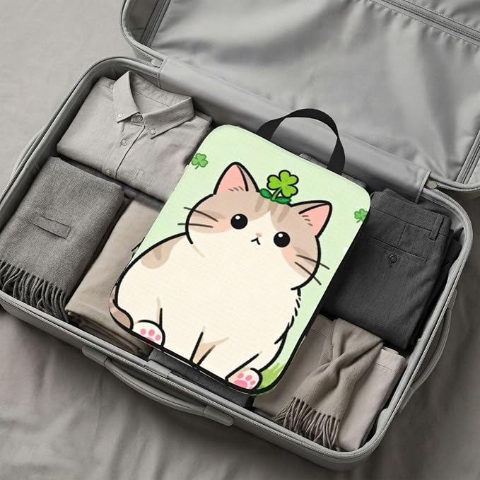 Cute Pets Compression Packing Cubes 4 Piece Set | Expandable Suitcase Organizers For Adults Save Luggage Space Water Resistant Pouches Weekend Gear