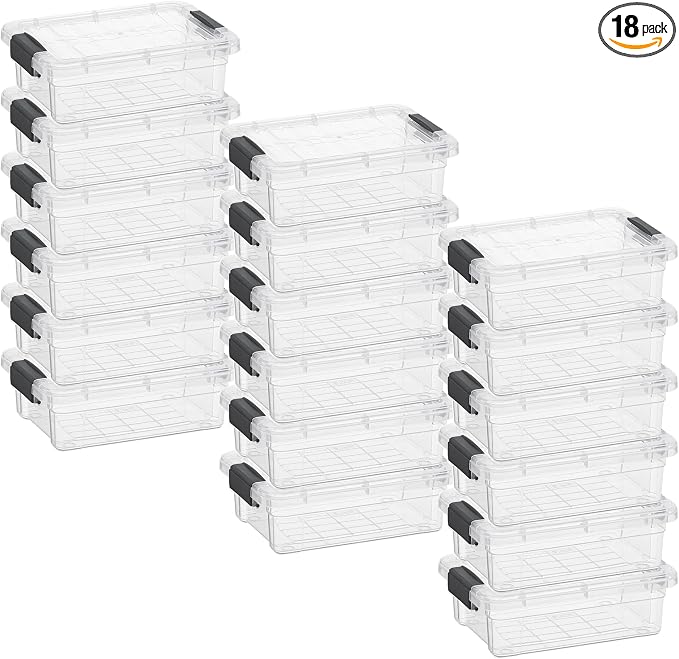 Superio 1.27 Quart Clear Plastic Storage Containers with Lids, Stackable Organizer Bins, BPA-Free Storage Boxes for Home, Office, Dorm & Classroom, 18 Pack