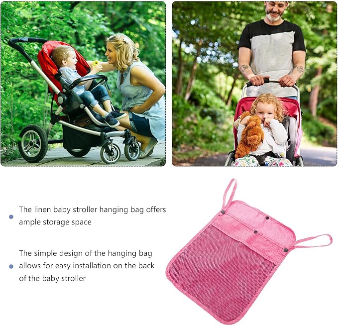 Kichvoe Linen Stroller Organizer Bag and Easy Installation with Large Storage Capacity Multifunctional Hanging Diaper Bag for Outings and Travel , Compatible with Pet and Strollers