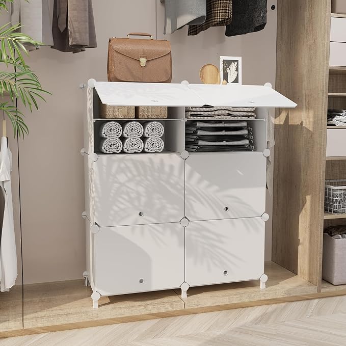 AWTATOS 6 Tiers Shoe Rack Organizer, 24 Pair Shoe Storage Cabinet, White | DIY Stackbale Plastic Shoe Organizer Shelves for Closet Entryway Hallway Bedroom