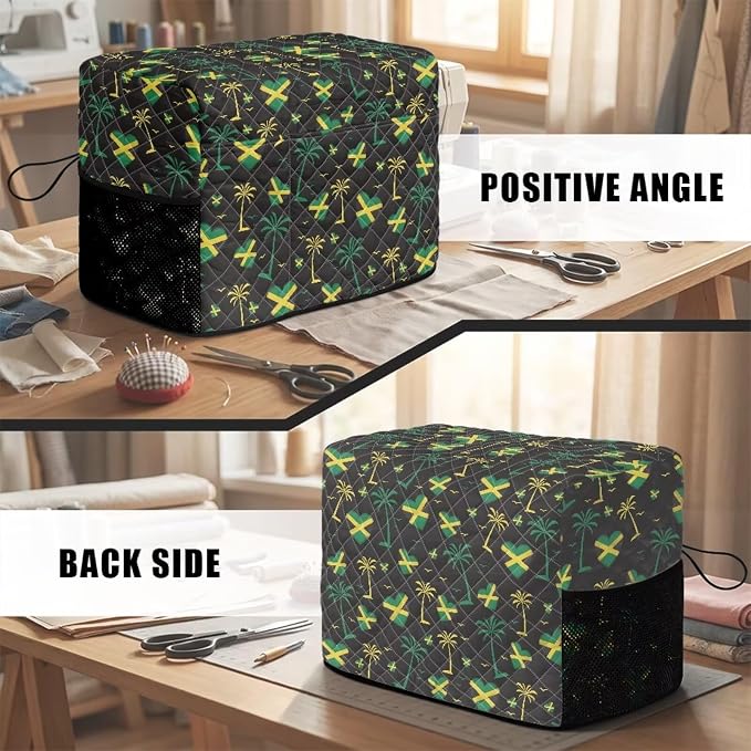 Sewing Machine Cover Polyester Febric Jamaica Palm Hear Print | Dust Pet Hair Protection,Quilting Design,Fits Standard Singer,Brother Janome Machines,Protecting Decorating Your Sewing Space
