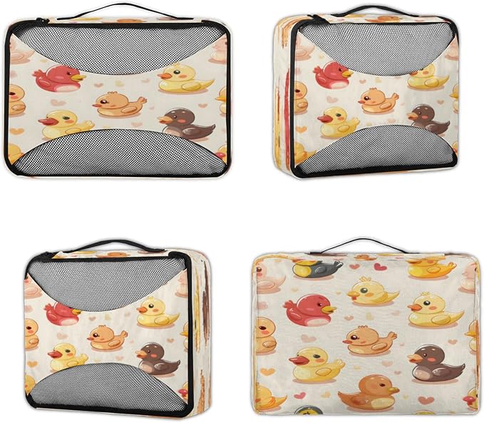 Packing Cubes for Travel, Funny Duck Travel Luggage Packing Organizers for Women Men, Large Custom Toiletries Bag for Cosmetics Toiletries, Duck Animal