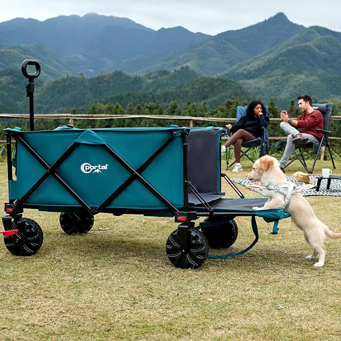 Portal 300L Large Wagons Carts Foldable with Tailgate, 550LB Heavy-Duty Collapsible Beach Wagon with All-Terrain Wheels, Oversized Folding Wagon for Camping, Sports, and Pets | Large Heavy-Duty Collapsible Beach Wagon with All-Terrain Wheels, Oversized...